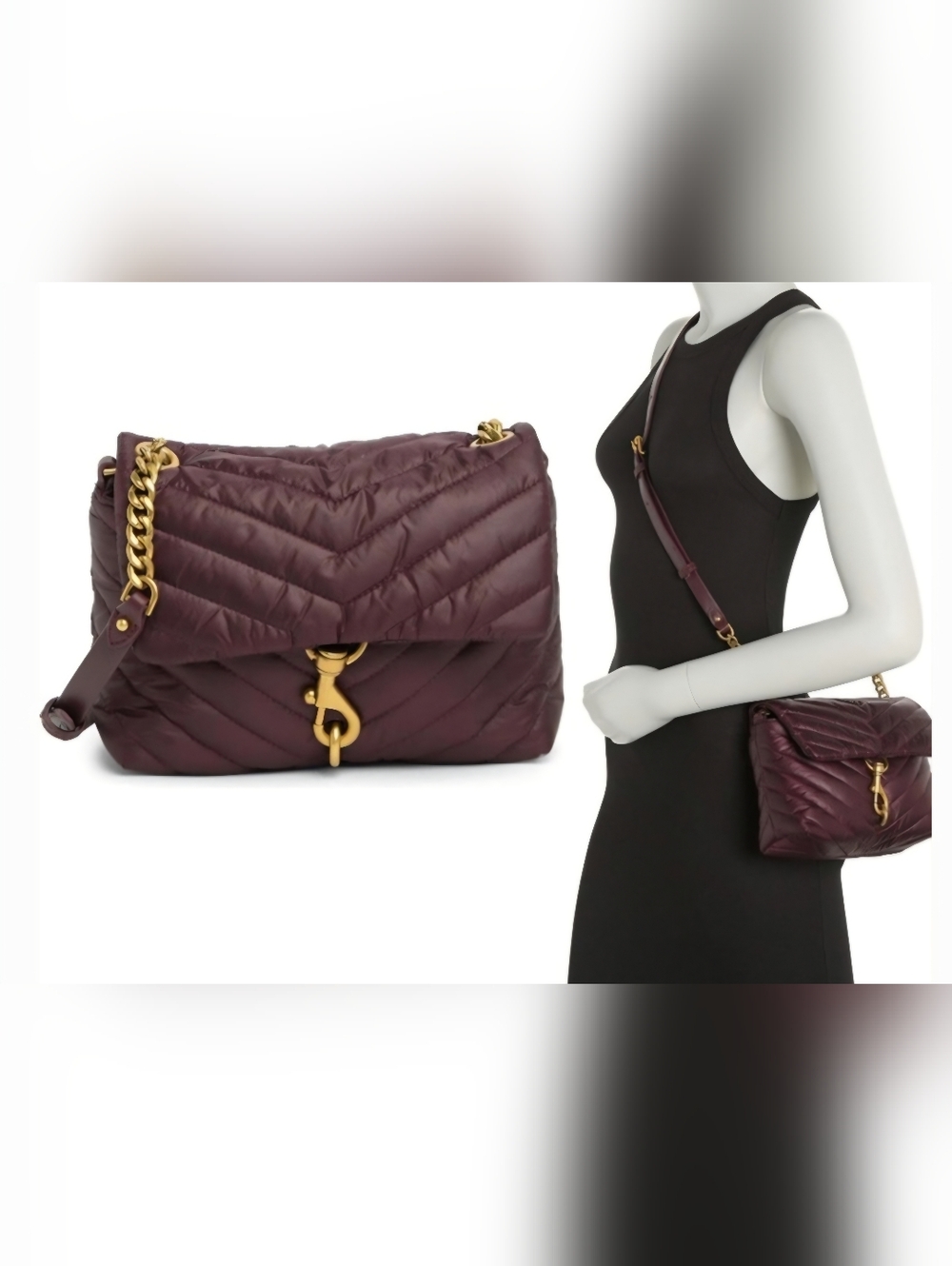 Rebecca Minkoff Edie Nylon Crossbody Bag in Maroon/Burgundy